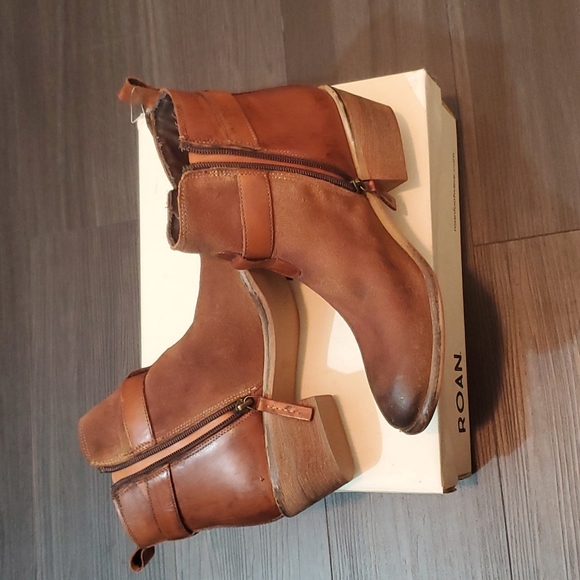 ROAN by Bed Stu Uma Dark Tan Block Heel Leather Booties Flaunting a side… - Picture 10 of 10